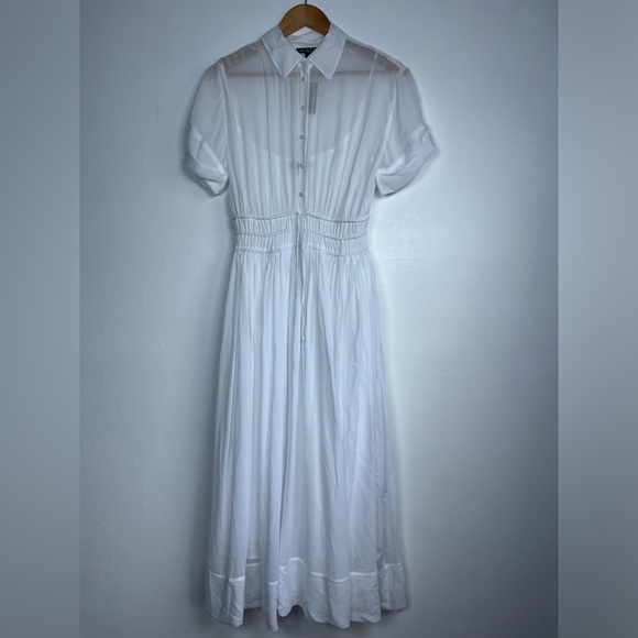 NWT J.Crew Size 6 White Elena shirtdress In Chiffon - Picture 7 of 16